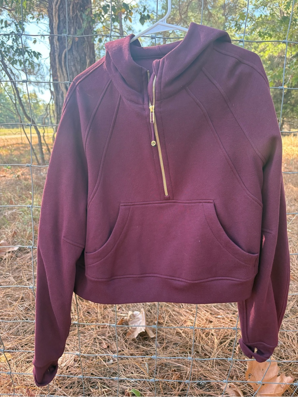 Women's lululemon Scuba Hoodie Burgundy Half-Zip Cropped